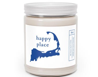 Candle, Cape Cod Map Happy Place 9oz Soy Candle - Coastal Home Decor, Aromatherapy Candle, Beach House Gift, Nautical Decor, Ocean Inspired