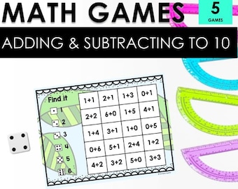 Addition and subtraction to 10 Games, First Grade Math, Elementary Math, Math Made Easy, Homeschool