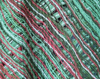 Large Handwoven Boho Shawl · Earthy Green Triangle Wrap · Fringe · Gift for Her