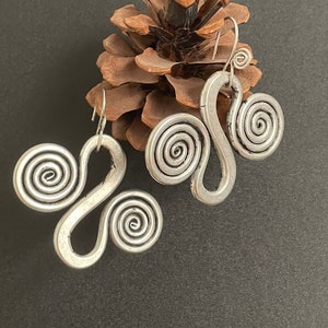 One Pair Hmong Silver Earrings,Vintage Earring miso Design,Miao Silver ,Tribal Jewelry ,Boho Style.