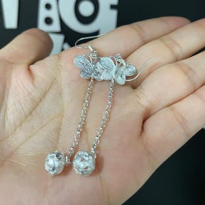 One Pair Hmong Silver Earrings,Vintage Earring butterfly symbol Design,Miao Silver ,Tribal Jewelry ,Boho