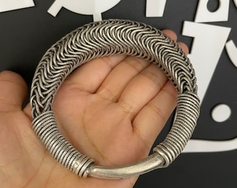 Hmong Silver Bracelet,Vintage,  Design,Miao Silver ,Tribal Jewelry ,Boho Style.