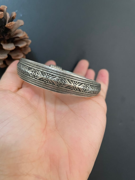 White Metal Miao Tribal Bangle - Dragon Design White Metal Miao Tribal Bangle - Dragon Design