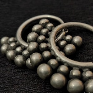 One Pair Hmong Silver Earrings,Vintage Earring Cone Design,Miao Silver ,Tribal Jewelry ,Boho