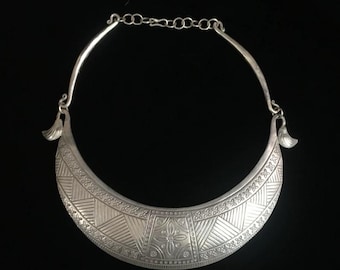 Hmong Silver 1 layer Charm Necklace,Vintage ,Lucky Symbol Design,Sweater detective,Miao Silver ,Tribal Necklace ,Boho Style.