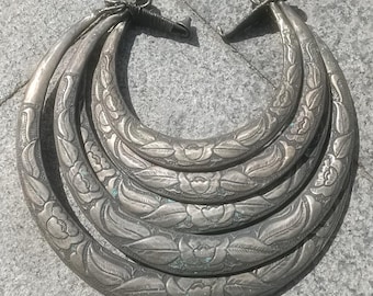 Hmong Silver Charm Necklace,5 layers Vintage ,Lucky Symbol Design,Sweater detective,Miao Silver ,Tribal Necklace ,Boho Style.