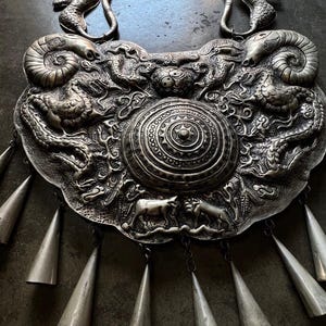 Hmong Silver Charm Necklace,Vintage ,Symbol Design,Sweater detective,Miao Silver ,Tribal Necklace ,Boho Style.