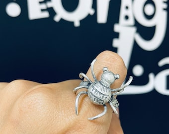 1pc Hmong Silver Ring,Vintage,  Spider Design,Sweater detective,Miao Silver ,Tribal Jewelry ,Boho Style,Chinese HuaKaiFuGui.