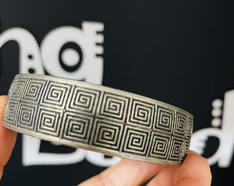 Hmong Silver Bracelet,Vintage,  Geo Design,Miao Silver ,Tribal Jewelry ,Boho Style.