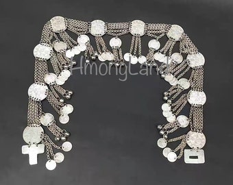 Hmong Silver Charm Necklace,Vintage waist decoration ,Lucky Symbol Design,Sweater detective,Miao Silver ,Tribal Necklace ,Boho Style.