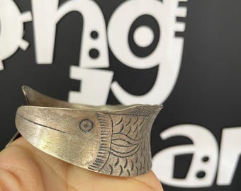 Hmong Silver Bracelet,Vintage,  Fish Design,Miao Silver ,Tribal Jewelry ,Boho Style.