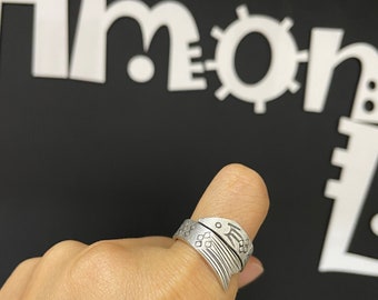 1pc Hmong Silver Ring,Vintage,  fish Design,Sweater detective,Miao Silver ,Tribal Jewelry ,Boho Style,Chinese HuaKaiFuGui.