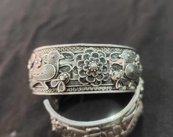 Hmong Silver Bracelet,Vintage,  Design,Miao Silver ,Tribal Jewelry ,Boho Style.