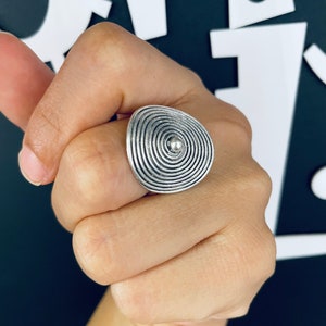 Hmong Silver Ring,Vintage,  Circle Design,Sweater detective,Miao Silver ,Tribal Jewelry ,Boho Style,Chinese HuaKaiFuGui.