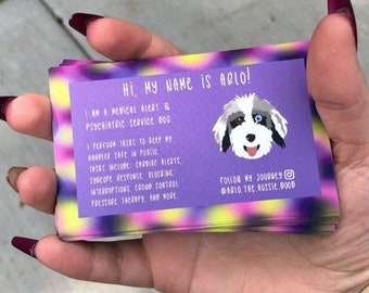 ADA Law Info Custom Cards - Double-Sided Cartoon Infographics with Task Info for Assistance Animal - ADA Education Cards