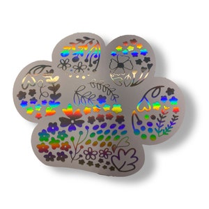 Pfotenabdruck Vinyl Aufkleber - Floral - Boho - Pfotenaufkleber - Wasserdichtes Vinyl - Geschenke - Auto - Laptop Aufkleber - Wasserflaschenaufkleber - Hundeliebhaber