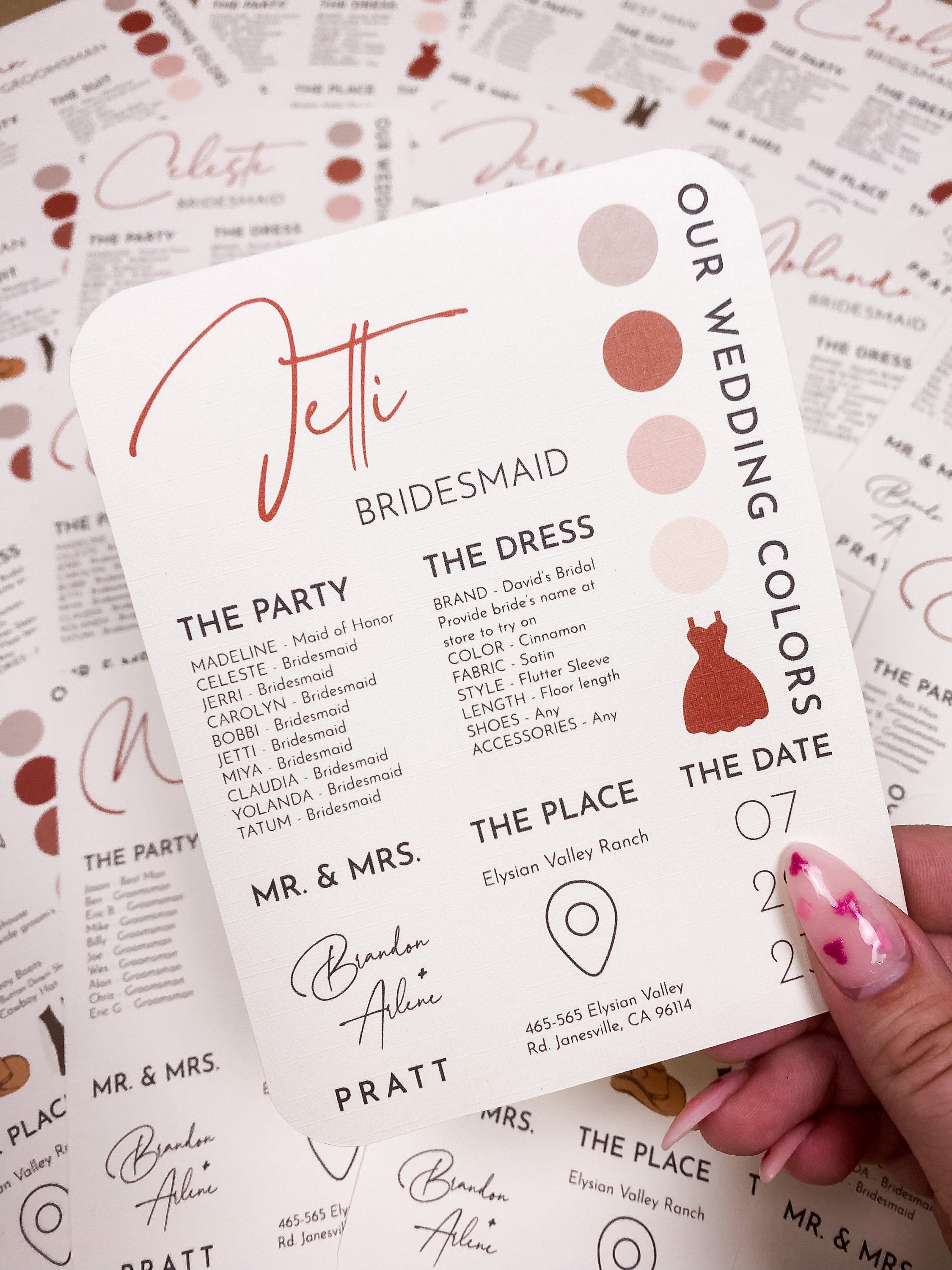 Minimalist Bridal Party Info Card