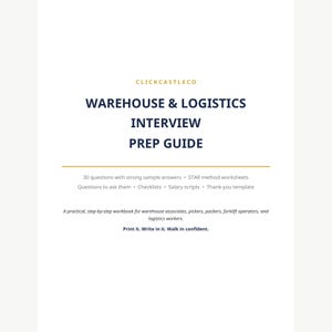 Warehouse Interview Prep Guide | 30 Interview Questions with Sample Answers | STAR Method Workbook