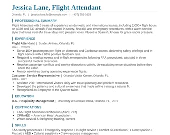 Flight Attendant Resume Template Bundle | Cabin Crew Resume, Cover Letter & References, Word + PDF