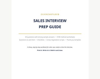 Sales Resume Template Bundle | Interview Guide & Job Search Planner
