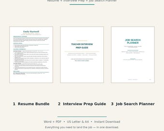 Teacher Get Hired Kit | Resume Bundle, Interview Guide & Job Search Planner