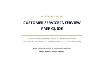 Customer Service Interview Prep Guide | 30 Interview Questions with Sample Answers | STAR Method Workbook PDF