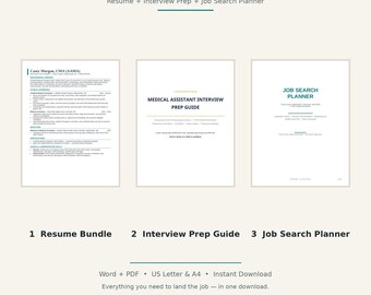 Medical Assistant Get Hired Kit | Resume Bundle, Interview Guide & Job Search Planner