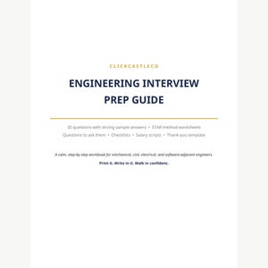 Guide de préparation aux entretiens d'embauche d'ingénieur | 30 questions d'entretien avec exemples de réponses | Cahier d'exercices techniques (PDF)
