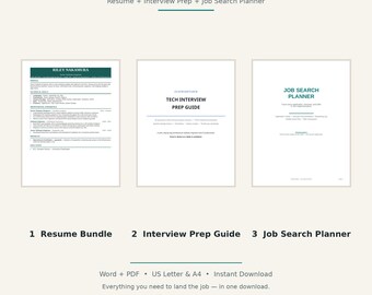 Tech Get Hired Kit | Resume Bundle, Interview Guide & Job Search Planner