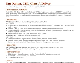 Paquete de plantillas de currículum para camioneros / Currículum, carta de presentación y referencias para conductores con licencia CDL Clase A (Word + PDF)