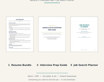 Admin Assistant Get Hired Kit | Resume Bundle, Interview Guide & Job Search Planner