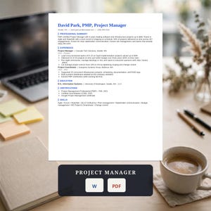 Zestaw szablonów CV kierownika projektu | CV kierownika projektu, list motywacyjny i referencje, Word + PDF