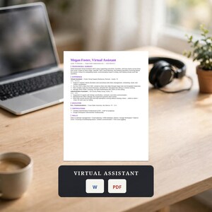 Lebenslauf-Vorlagenpaket für virtuelle Assistenten | Lebenslauf, Anschreiben & Referenzen (Word + PDF)