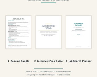 Nurse Get Hired Kit | Resume Bundle, Interview Guide & Job Search Planner