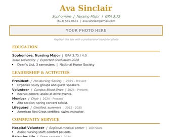 Modèle de CV pour sororité à fleurs jaunes | CV de recrutement avec photo | Word + PDF modifiable | CV social PNM