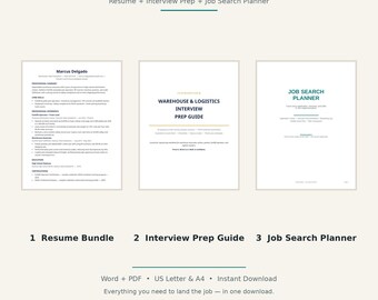 Warehouse Get Hired Kit | Resume Bundle, Interview Guide & Job Search Planner