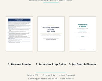 Executive Get Hired Kit | Resume Bundle, Interview Guide & Job Search Planner