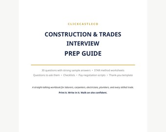 Construction Resume Template Bundle | Interview Guide & Job Search Planner