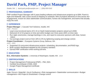 Project Manager Resume Template Bundle | PM Resume, Cover Letter & References, Word + PDF