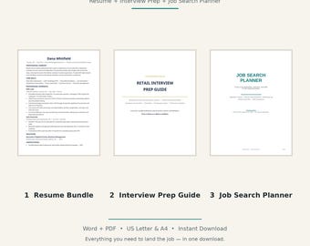 Retail Get Hired Kit | Resume Bundle, Interview Guide & Job Search Planner