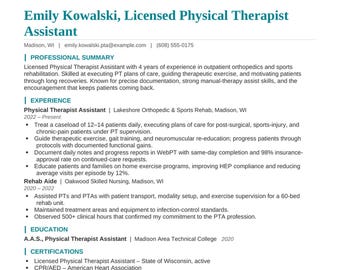 Physical Therapist Assistant Resume Template Bundle | PTA Resume, Cover Letter & References Word + PDF