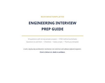 Engineer Interview Prep Guide | 30 Interview Questions with Sample Answers | Technical Workbook PDF