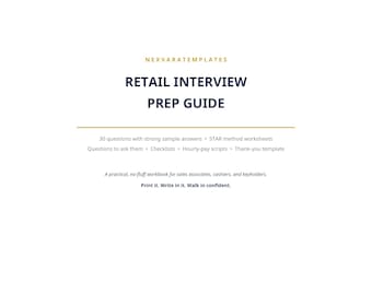 Retail Interview Prep Guide | 30 Interview Questions with Sample Answers | STAR Method Workbook PDF