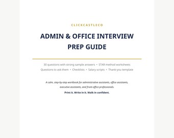 Admin Assistant Resume Template Bundle | Interview Guide & Job Search Planner