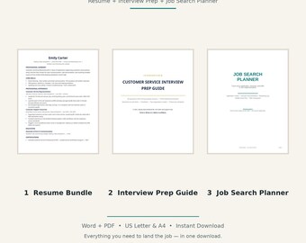 Customer Service Get Hired Kit | Resume Bundle, Interview Guide & Job Search Planner