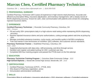 Paquete de plantillas de currículum para técnico de farmacia / Currículum, carta de presentación y referencias para técnico de farmacia, Word + PDF