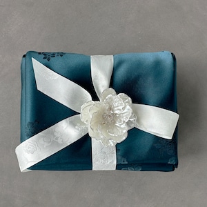 Floral Deep Green- Korean Premium Fabric Gift Wrap, Ecofriendly Wrapping, Reusable cloth gift wrap made in Korea, Gift packaging, 답례품
