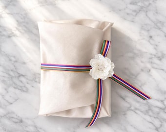 Ivory Fabric Bojagi Gift Wrap Set: Reusable Wrapping Kit, saekdong
