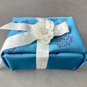 Floral Honolulu Blue- Korean Premium Fabric Gift Wrap, Ecofriendly Wrapping, Reusable cloth gift wrap made in Korea, Gift packaging, 답례품