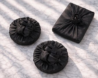 Black Bojagi Fabric Gift Wrap, Reusable Korean Wrapping Cloth, Minimalist Gift Packaging, Wedding Favor Wrap, Eco Friendly, Korean Style